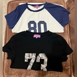 Edikted Black Tee with Marble '73' and White/Navy '80' Raglan Set